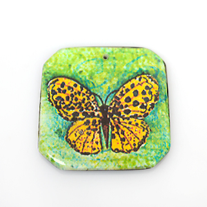 Paper print wood pendant irregular butterfly