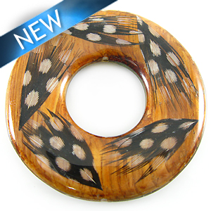 Bayong wood donut with guinea feather 51mm