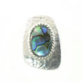 Silver finish hammered metal with paua shell