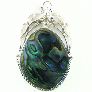 Silver finish metal framed with paua shell
