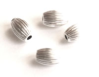 Corrugated Oval Sterling Silver Beads