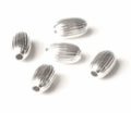 Corrugated Oval Sterling Silver Beads