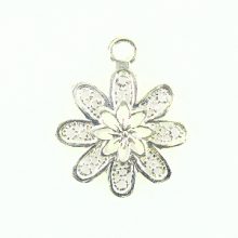 flower charm silver finish 20X30mm wholesale