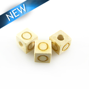 Alphabet "O" white wood bead 8mm square