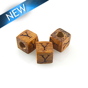 Alphabet "Y" wood bead bayong 8mm square