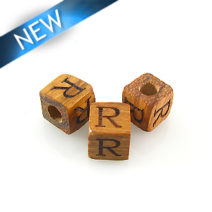 Alphabet "R" wood bead bayong 8mm square