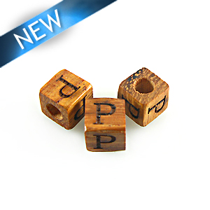 Alphabet "P" wood bead bayong 8mm square