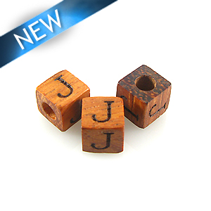 Alphabet "J" wood bead bayong 8mm square