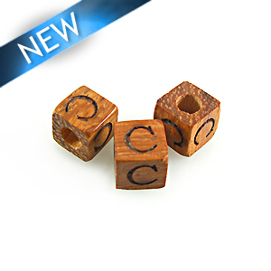 Alphabet "C" wood bead bayong 8mm square