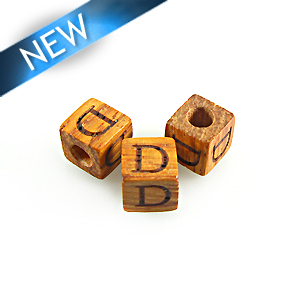 Alphabet "D" wood bead bayong 8mm square