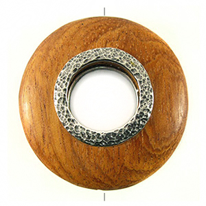 Bayong wood round 50mm metal framed center hole