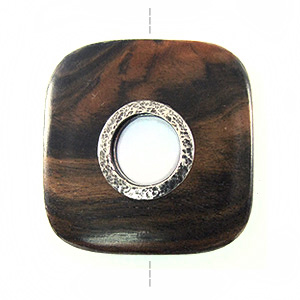 Black ebony wood square metal framed center hole