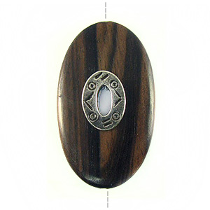 Black ebony wood oval 45mm metal framed center hole.