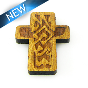 Mahogany wood cross laser designed 23mm