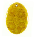 Albutra wood inlay 50x35mm yellow oval pendant