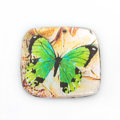 paper print wood pendant flat square butterfly