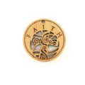 Wooden round message pendant natural-faith