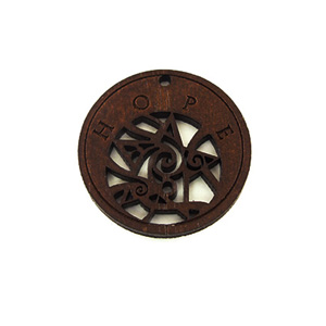 Wooden round message pendant stained-hope
