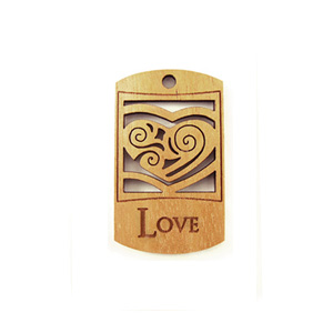 Wooden message pendant natural-love