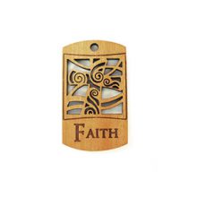 Wooden message pendant natural-faith 43mm