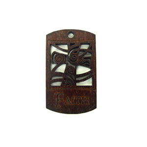 Wooden message pendant stained-faith