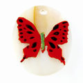 Makabibi Oval Painted Embossed Butterfly Red