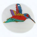 Makabibi Round Painted Embossed Hummingbird Pendant