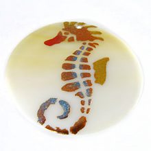 Makabibi Round Painted Embossed Seahorse