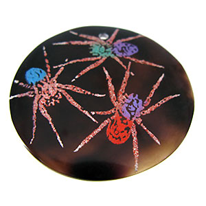 Tab Shell Round Painted Spiders Pendant