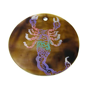 Tab Shell Round Painted Scorpion Pendant
