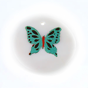 Makabibi Round Painted Embossed Butterfly Green