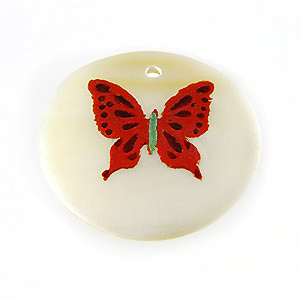 Makabibi Round Painted Embossed Butterfly Red