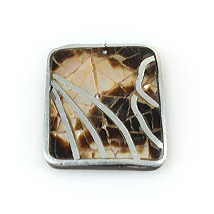 Brownlip 31mm square pendant w/ metal frame and coco back