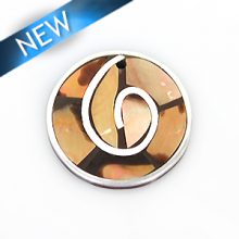 Brownip 30mm round pendant w/ metal frame and coco back