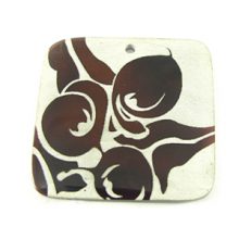 White Laser-etched Square Tab Shell Pendant
