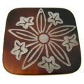 Laser-etched Square "Flare daffodils" Tab Shell Pendant