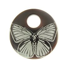 Laser-etched Round "Butterfly" Tab Shell Pendant