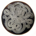 Black Pen Shell Flower Design Laser Engraved Pendant