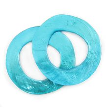 Capiz Shell Pendant Irregular Donut Turquoise Blue