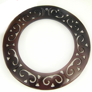 Carved Round "O-Ring" Tab Shell Pendant 60mm