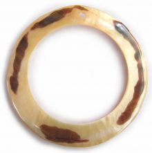 Mother Of Pearl Shell With Spotted Skin Hoop Pendant 45mm