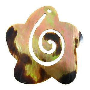 Brownlip flower w/ spiral cut wholesale pendant