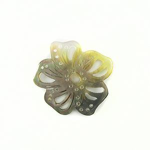 Blacklip shell carved flower pendant 30mm