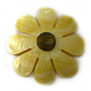 MOP sunflower 46mm embossed wholesale pendant