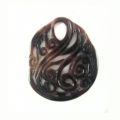 Tab shell irregular oval carved pendant 38mm