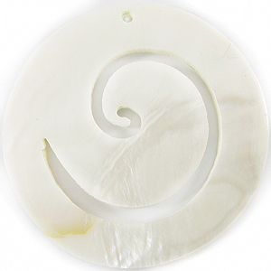 River shell pendant spiral round 50mm