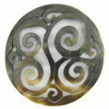 Blacklip shell carved round pendant 50mm