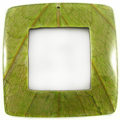 Coconut shell backing square pendant w/ Cab-Caban leaf