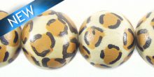 Whitewood round bead leopard print 15mm