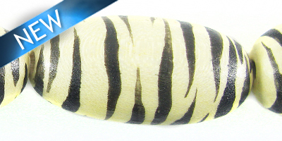 White wood oval hand painted zebra print